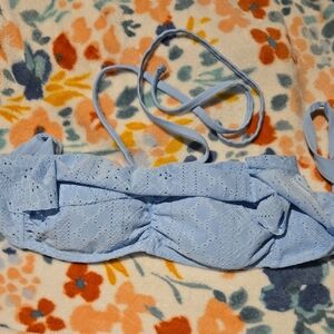 Xhilaration Sky Blue Eyelet Bandeau Swim Top Size M